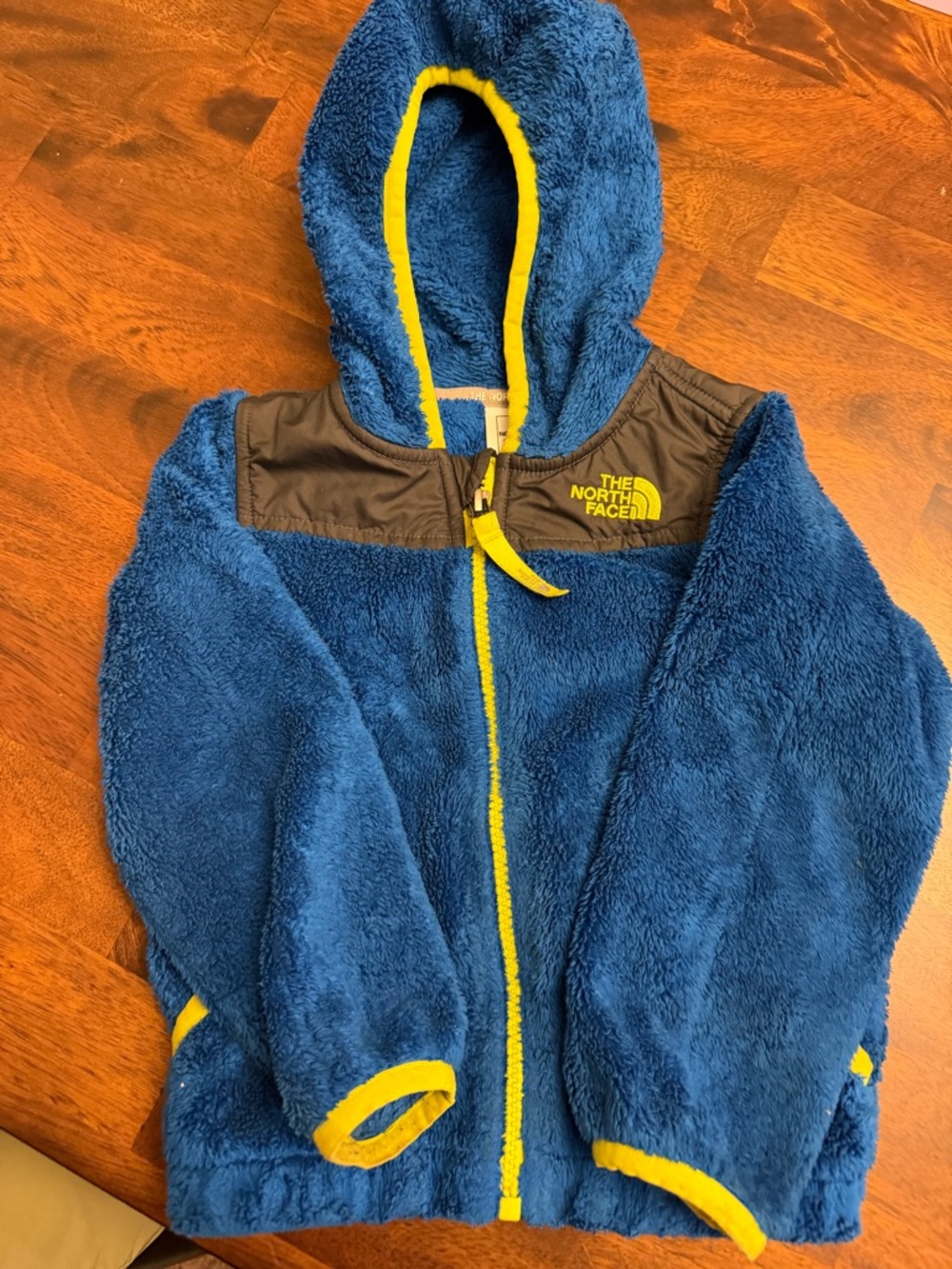 The North Face Blue Fleece Jacket with Yellow Accents